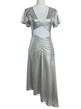 NWT WeWoreWhat Asymmetrical Cutout Dress Silver Size XS